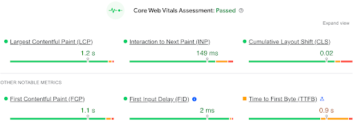 Core web vitals example | Proof3