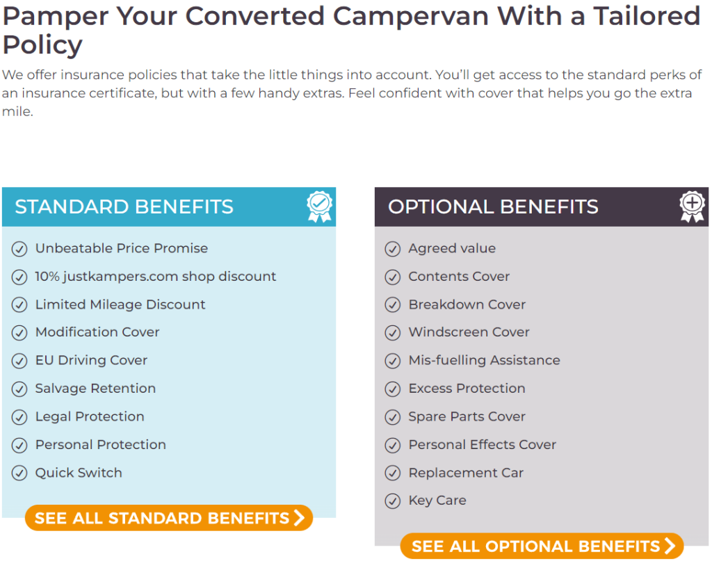 Just Kampers Insurance Campervan Conversion Insurance Example Page | Proof3