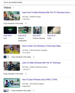 Instagram Video's Showing in Google Search Results Example